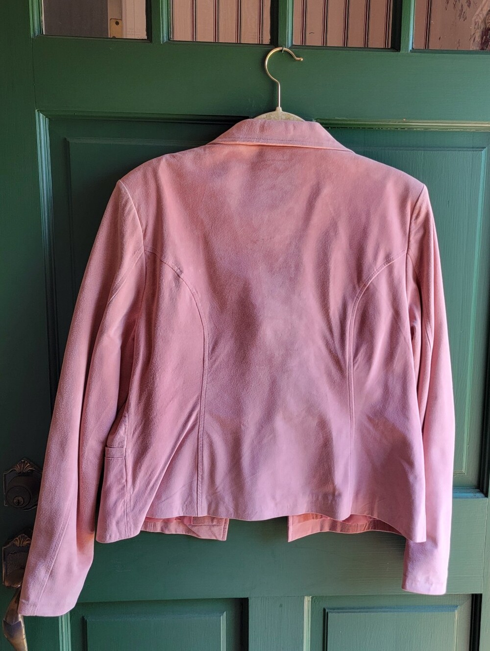 Vintage Women's Pink Genuine Leather Blazer Jacket Sz 12 - Picture 4 of 5